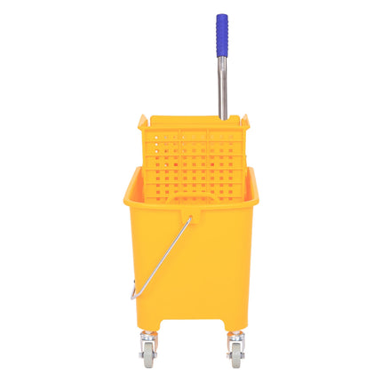 Seau de nettoyage, chariot de nettoyage, chariot d'essuyage, seau mobile 20 litres avec presse 2 chambres jaune