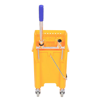 Seau de nettoyage, chariot de nettoyage, chariot d'essuyage, seau mobile 20 litres avec presse 2 chambres jaune