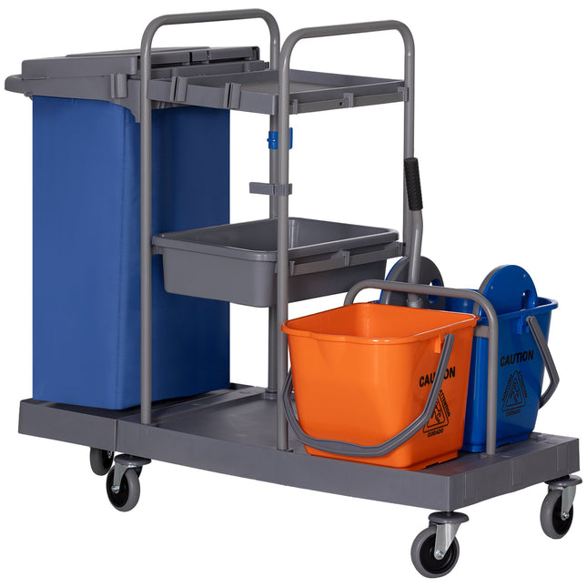 Reinigungswagen mit Mopp-Presse, 3-stöckig, 2x18L Eimer