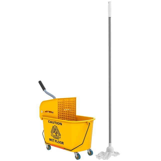 Reinigungswagen mit Rollen, 20L Fassungsvermögen, Gelb