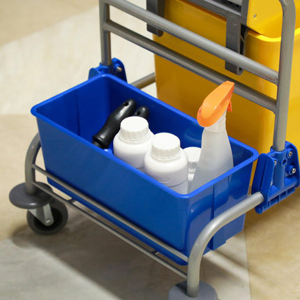 Putzwagen mit Presse, 25 l Fassungsvermögen, 4 Räder, Gelb