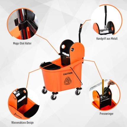 Reinigungswagen mit Schwenksystem, 36L - Schwarz/Orange