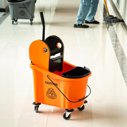 Reinigungswagen mit Schwenksystem, 36L - Schwarz/Orange