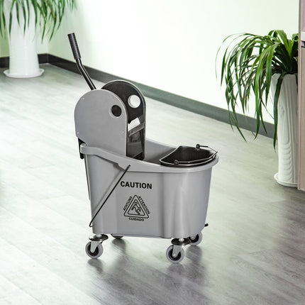 Chariot de nettoyage 36 litres, seau mobile, seau de nettoyage, chariot d'essuyage avec dispositif d'essorage, gris, 54 x 41 x 91,5 cm