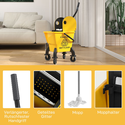 Reinigungsgerät mit 26L Eimer & Mopp – Gelb