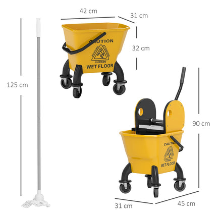 Reinigungsgerät mit 26L Eimer & Mopp – Gelb