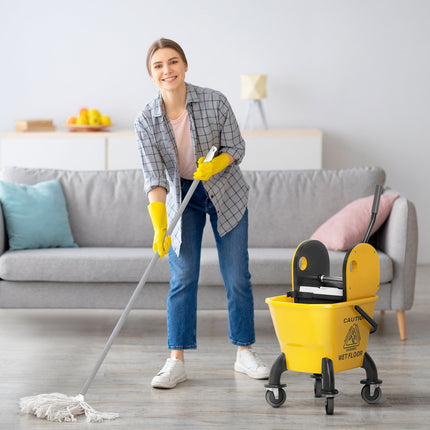 Reinigungsgerät mit 26L Eimer & Mopp – Gelb