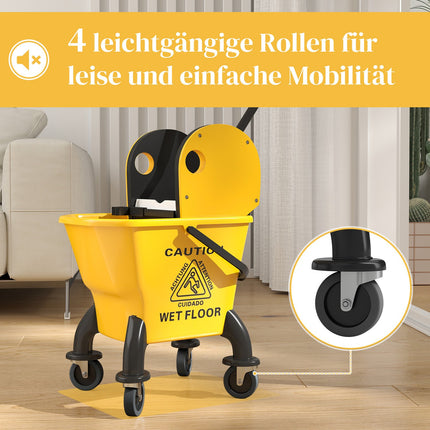 Reinigungsgerät mit 26L Eimer & Mopp – Gelb