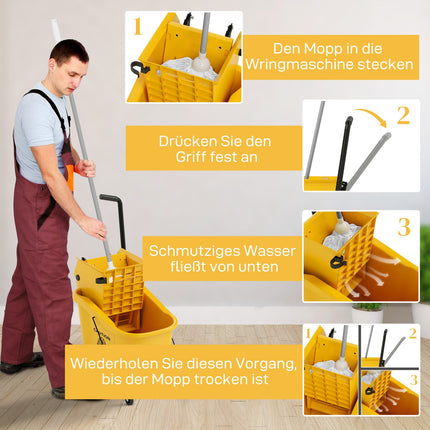 Putzwagen mit 36L Eimer und Mopp für das Gebäude