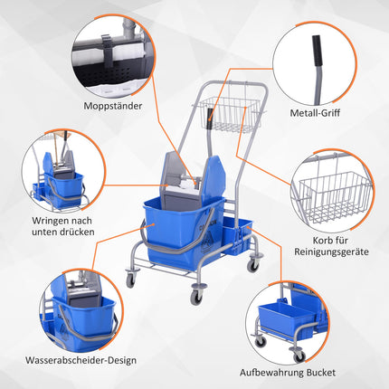 25L blauer mobiler Reinigungswagen mit Mopppresse