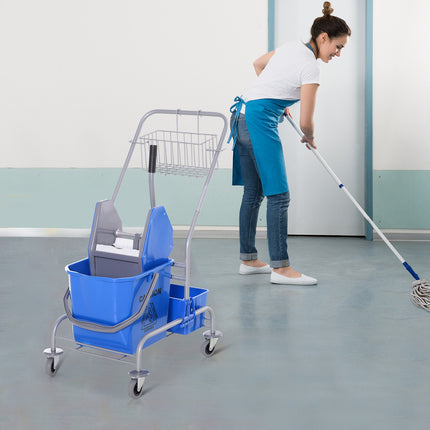 25L blauer mobiler Reinigungswagen mit Mopppresse