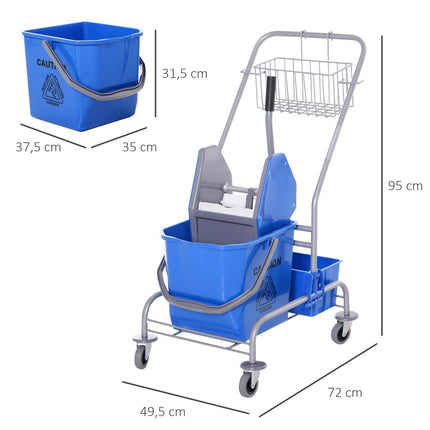 25L blauer mobiler Reinigungswagen mit Mopppresse