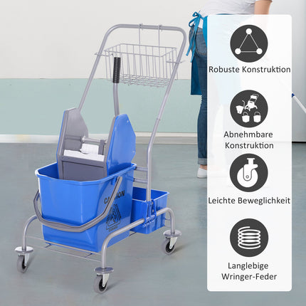 25L blauer mobiler Reinigungswagen mit Mopppresse