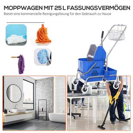 25L blauer mobiler Reinigungswagen mit Mopppresse