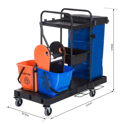 Reinigungswagen mit 4 Rädern - 111x63.3x103cm, Mehrfarbig
