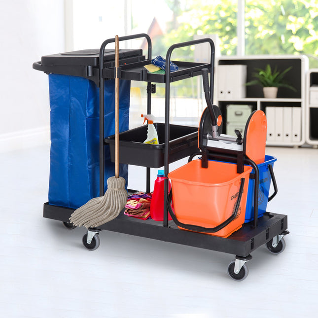 Reinigungswagen mit 4 Rädern - 111x63.3x103cm, Mehrfarbig