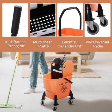 Reinigungswagen mit Mopp-Presse und 26L fahrbarem Eimer