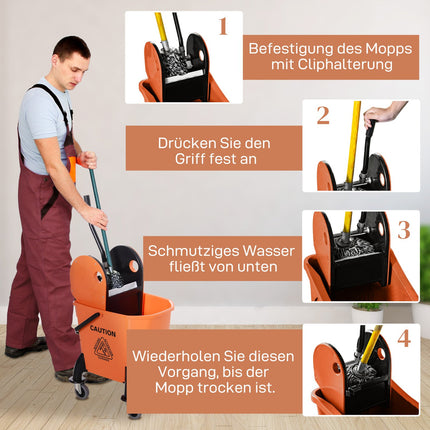 Reinigungswagen mit Mopp-Presse und 26L fahrbarem Eimer