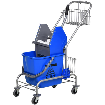 Reinigungsfahrwagen mit Presse, 26L Eimer + Ablagekorb
