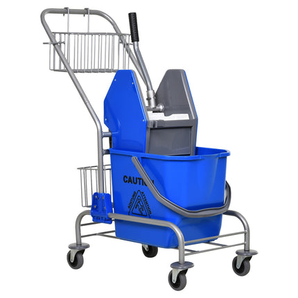 Reinigungsfahrwagen mit Presse, 26L Eimer + Ablagekorb