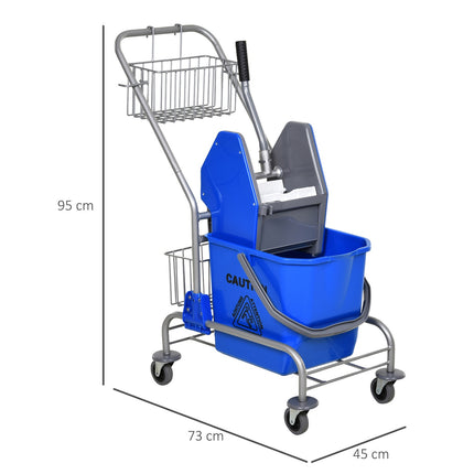 Reinigungsfahrwagen mit Presse, 26L Eimer + Ablagekorb