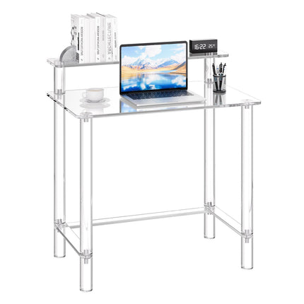 Clear Acrylic Desk, 2-Tier Monitor Stand, 50x80x88 cm