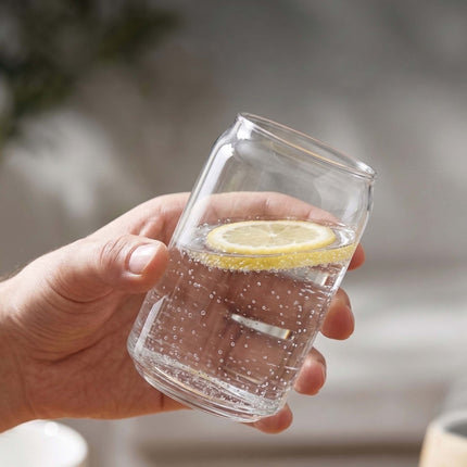Průhledné sklenice na long drink ve tvaru plechovky, sada 4 ks