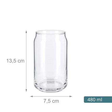 Průhledné sklenice na long drink ve tvaru plechovky, sada 4 ks