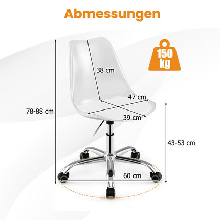 Transparenter PET-Bürostuhl – Verstellbar, drehbar, ergonomisch