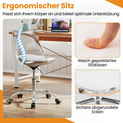 Transparenter PET-Bürostuhl – Verstellbar, drehbar, ergonomisch
