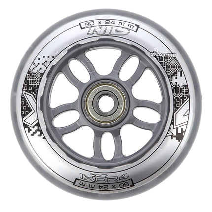 Clear PU Wheels Set, 90x24 82A, ABEC-7 Chrome Bearings