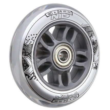 Clear PU Wheels Set, 90x24 82A, ABEC-7 Chrome Bearings