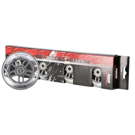 Clear PU Wheels Set, 90x24 82A, ABEC-7 Chrome Bearings