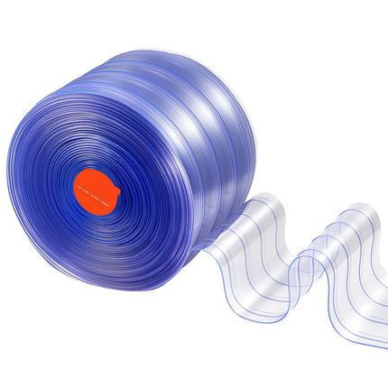 Clear PVC Strip Curtain Roll, 45.7 m x 20 cm, Ribbed