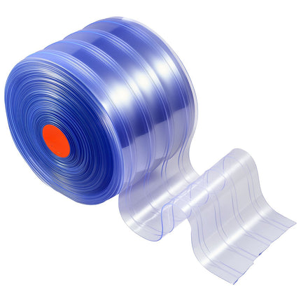 Clear PVC Strip Curtain Roll, 45.7 m x 20 cm, Ribbed