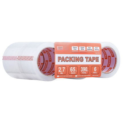 Clear Packing Tape, 6 Rolls, 3 in x 65 yd, 2.7 Mil
