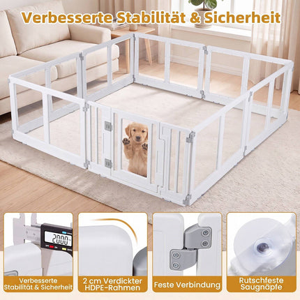 Clear Plastic Dog Playpen with Locking Door, 8 Panels