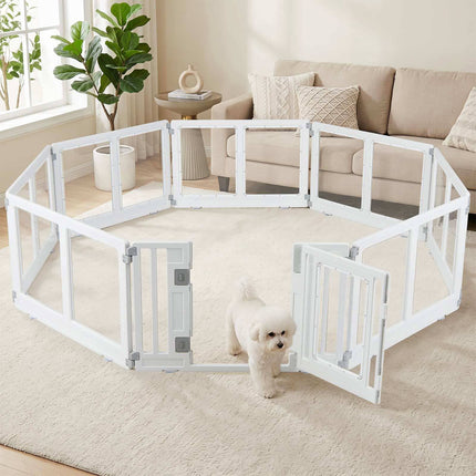 Clear Plastic Dog Playpen with Locking Door, 8 Panels