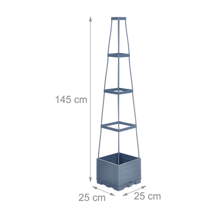 Climbing Plant Planter with Trellis and Water Reservoir, Set of 2, 145 cm, Grey