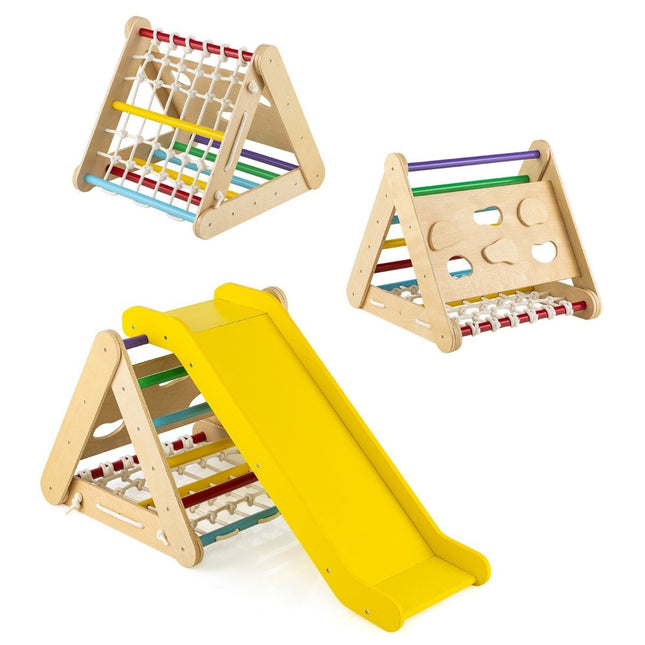Kletterspielzeug für Kleinkinder Dreieckiges 4-in-1 Klettergerüst mit Rampe Mehrfarbig