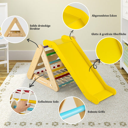 Kletterspielzeug für Kleinkinder Dreieckiges 4-in-1 Klettergerüst mit Rampe Mehrfarbig