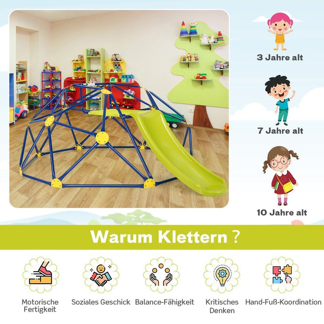 Kletterkuppel &amp; Rutsche Klettergerüst in Kuppelform 241,5 x 183 x 91,5 cm Gleb