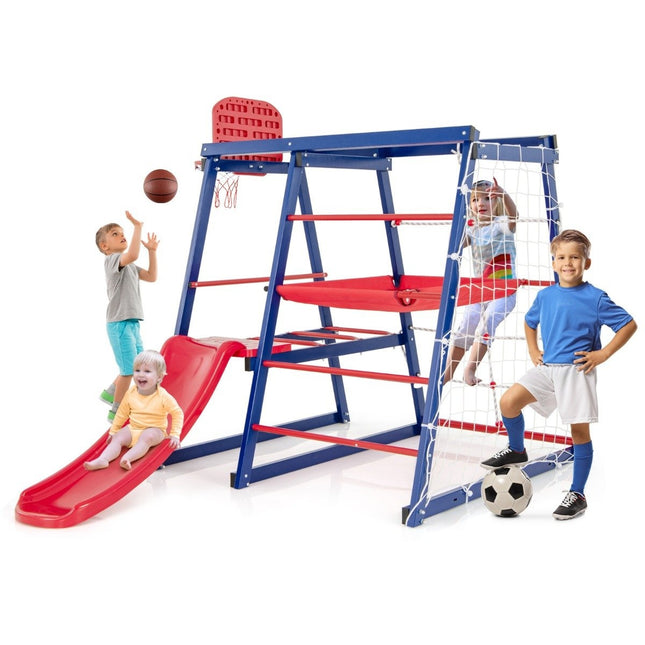 Klettergerüst Outdoor 7 in 1 Spielplatz mit Rutsche Kletterleiter Strickleiter für Drinnen und Draußen 150 x 142 x 146 cm