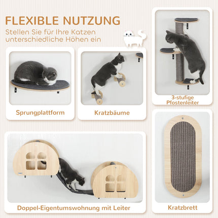 Cat Climbing Wall Set with Sisal Ladder and Platform