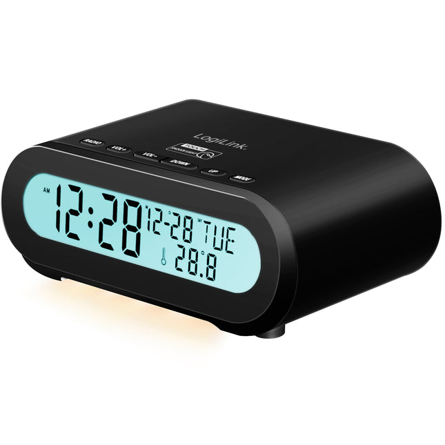 Radiowecker Temperatur/Luftfeuchtigkeit USB-C/Batteriebetrieb Schwarz