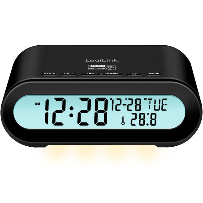 Radiowecker Temperatur/Luftfeuchtigkeit USB-C/Batteriebetrieb Schwarz