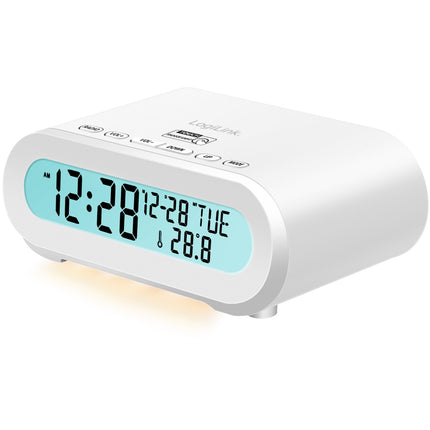 Radiowecker Temperatur/Luftfeuchtigkeit USB-C/Batteriebetrieb Weiß