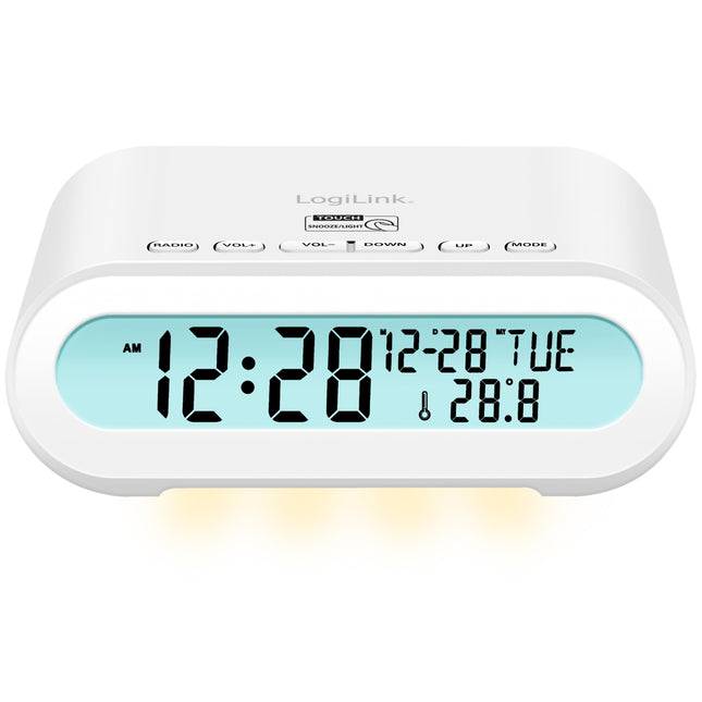 Radiowecker Temperatur/Luftfeuchtigkeit USB-C/Batteriebetrieb Weiß