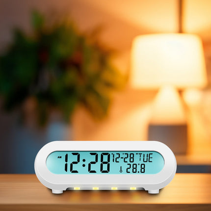Radiowecker Temperatur/Luftfeuchtigkeit USB-C/Batteriebetrieb Weiß