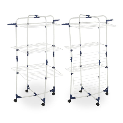 Clothes Airer on Wheels, 3 Tiers, Foldable, Space-Saving